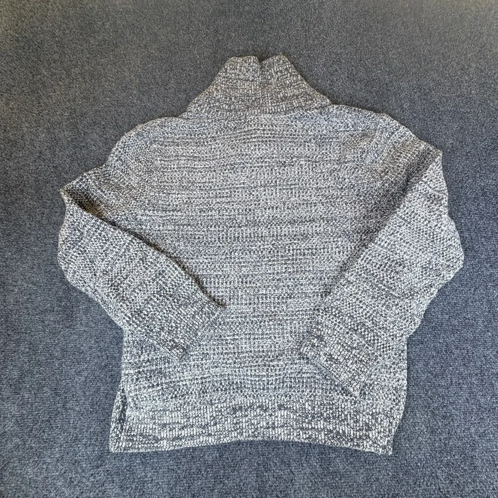Banana Republic Sweater Mens Large White Gray Marled Cotton Mock Neck Pullover